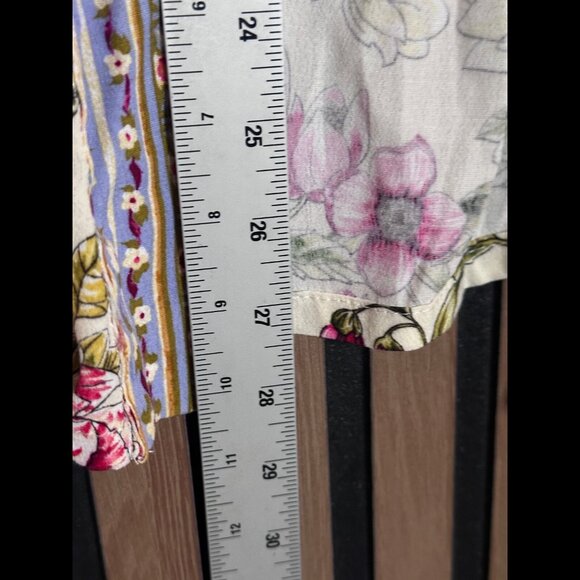 Akemi Kin Top OS Womens Ivory Vine Floral Open Front Cardigan - Picture 4 of 7